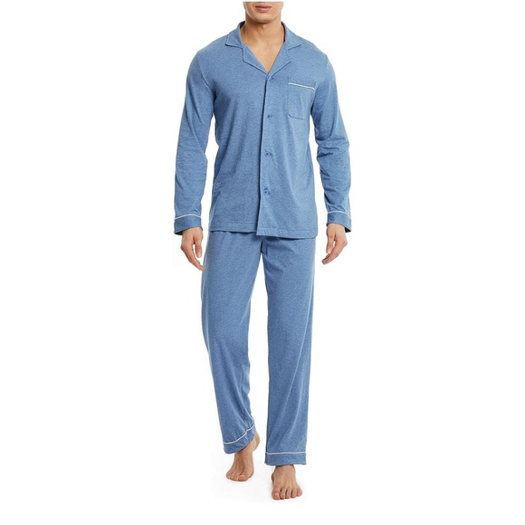 NWT David Archy Men's Long Sleeve Cotton Button-Down Pajamas Set/Navy Blue XL - Picture 4 of 10